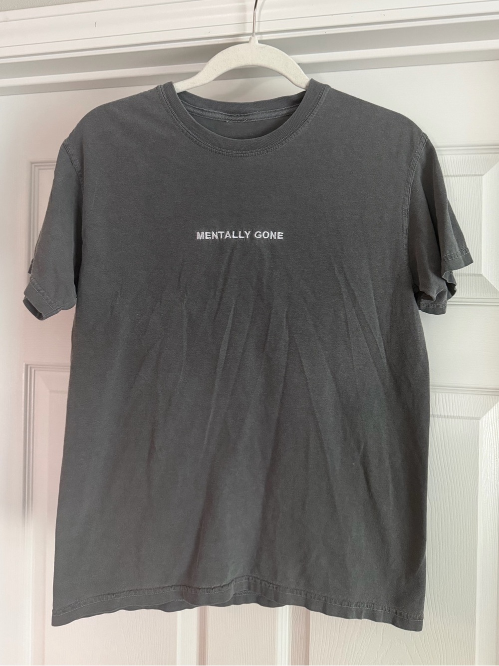 Comfort Colors Embroidered 'Mentally Gone' Short-Sleeve Crewneck - Charcoal